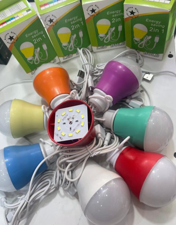 لامپ مسافرتی دو سوکت خور USB و MicrroUSB (انواع رنگ ها)