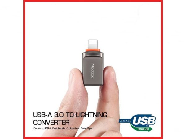 مبدل USB به لایتینینگ مک دودو مدل OT-8600 (اندازه در دست)