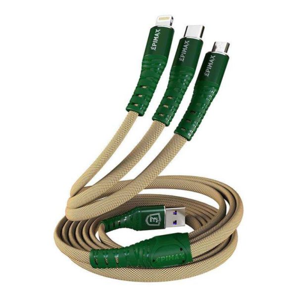 کابل تبدیل USB به microUSB / USB-C / لایتنینگ اپی مکس مدل EC-38 (نمای کلی)
