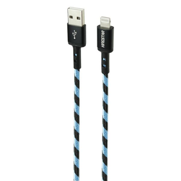 کابل تبدیل USB به لایتنینگ کینگ استار مدل K120i (مشکی و آبی)