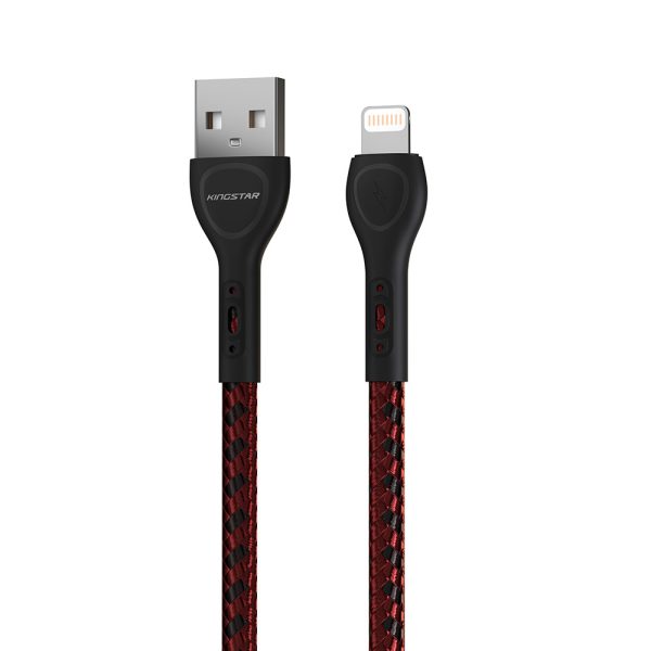 کابل تبدیل USB به لایتنینگ کینگ استار مدل K24i (مشکی و قرمز)