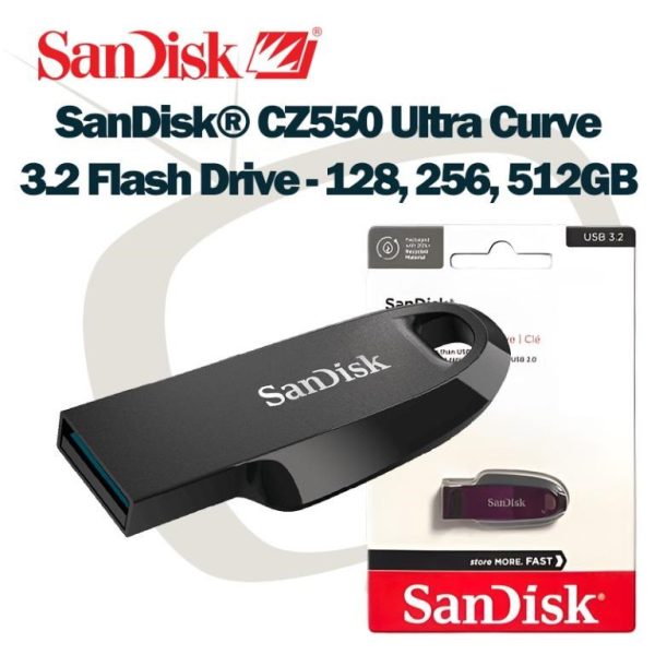 فلش مموری سن دیسک مدل Ultra Curve CZ550 ظرفیت 64 گیگابایت (بسته بندی)