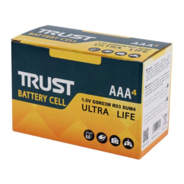 باتری نیم قلمی تراست مدل Ultra Life R03 بسته 4 عددی ایتوک