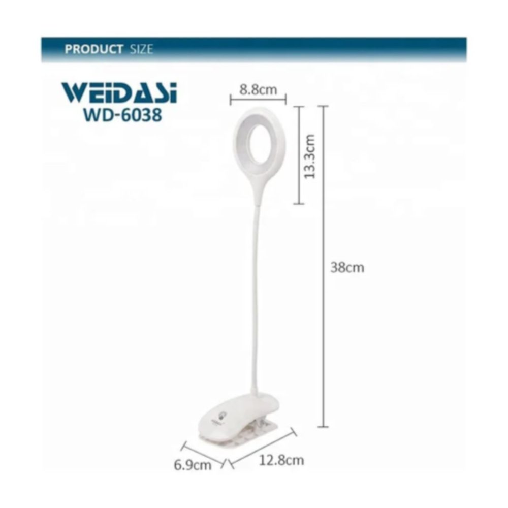 چراغ مطالعه لمسی گیره ای قابل شارژ ویداسی مدل WD-6038 ایتوک