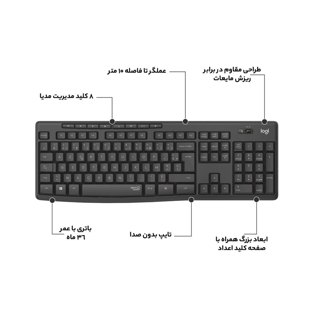 کیبورد و ماوس بی‌سیم لاجیتک مدل MK295 ایتوک